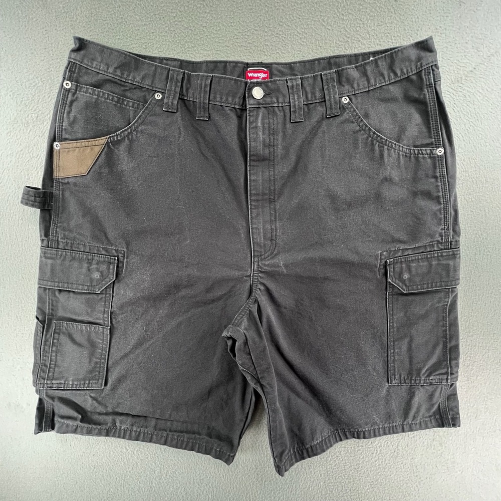 Wrangler Men Cargo Shorts Black Cotton Canvas 44 Workwear‎ Utility 112315367